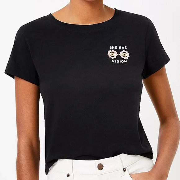 NWT LOFT Ciara LeRoy x BCRF “She Has Vision” Embroidered Tee - Picture 1 of 6